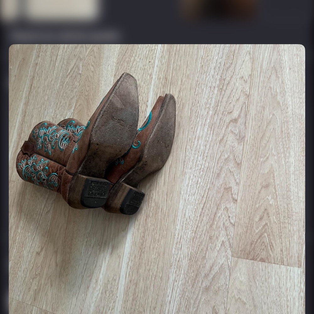 Corral Brown and Teal Embroidered Heeled Boots